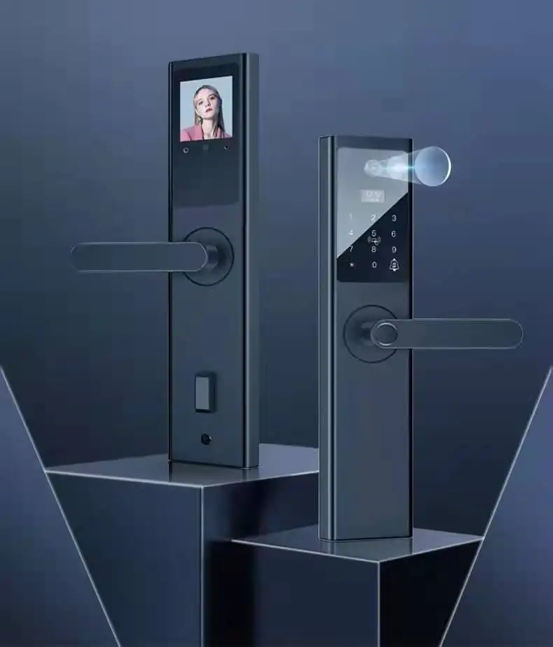 Дверной замок Google Home Alexa/Tuya со сканером отпечатка пальца и камерой Беспроводной