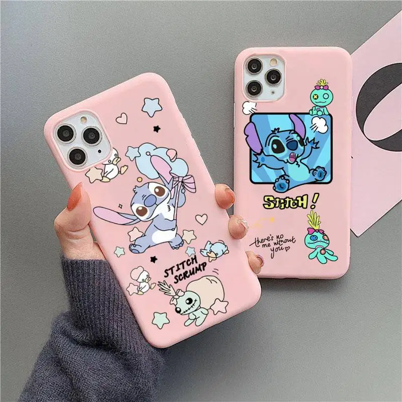 

Strange and lovely Stitch and Scrump Angel Phone Case For iphone 14 Plus 13 12 Mini 11 Pro Max XS X XS XR Candy Pink Cover