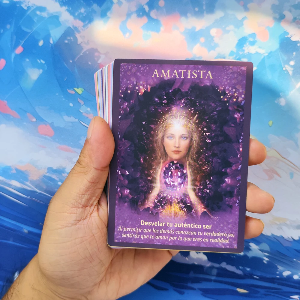 Cristales y Ángeles - Колода для карточек испанского оракула | Большой размер с