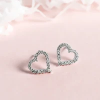925 sterling silver female heart earring excellent elegant fashion white earring for woman girl classic jewelry earrings