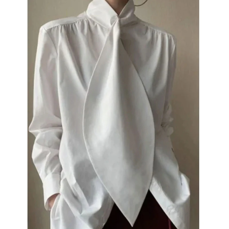 Новое поступление 2024 Модные свободные Однотонные блузки и рубашки Krisnanas с