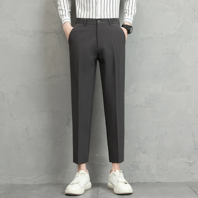 Летние облегающие укороченные брюки для мужчин новинка 2024 драпированные из