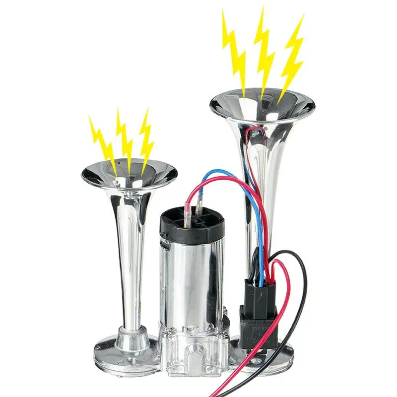 

Super Loud Audio Electronics Trumpet 600DB 12V High Decibels Dual Speakers Chromed Metal Dual Trumpet Electric Horn For Car