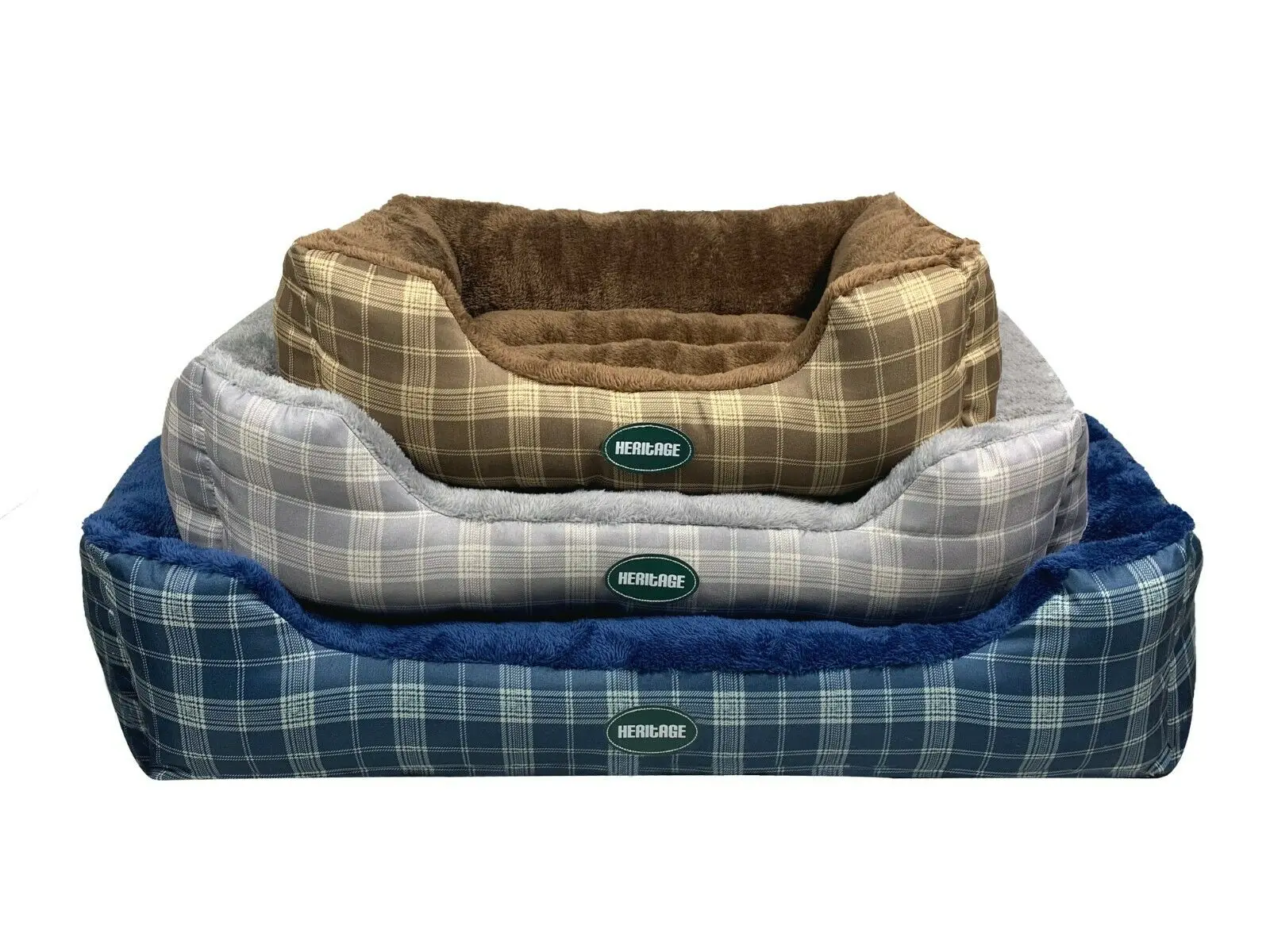

New Heritage Deluxe Soft Washable Dog Pet Bed Warm Basket Cushion with Fleece Lining