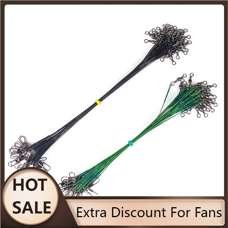 

Горячая Распродажа рыболовный поводок из стальной проволоки с вертлюжным поводком против укусов диаметром 15/20/25/30 см, поводок для приманки ...