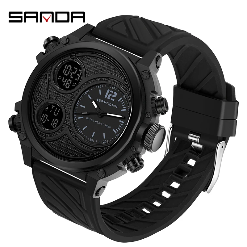 

SANDA Brand Wrist Watch Men Watches Military Army Sport Waterproof Wristwatch Dual Display Male Watch For Men Clock Outdoor Hour