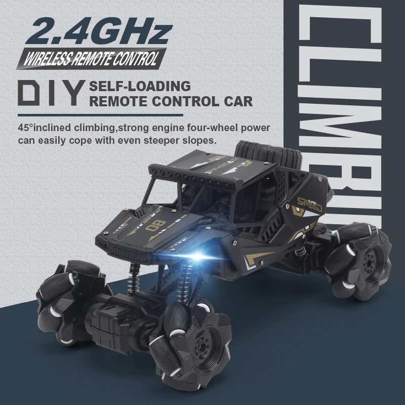 

CLOUD SAIL RC Car with LED Light 2.4G Radio Controlled Toy Car DIY Self Loading Stunt Car Boy Kids Toys Birthday Gift