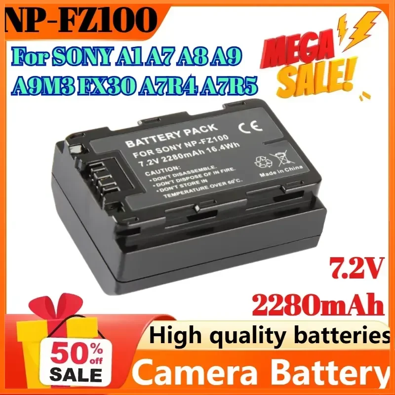 Фото Аккумулятор NP-FZ100 7.2V 2280mAh для камер SONY A1, A7, A8, A9, A9M3, FX30, A7R4, A7R5, A7R4A, A7C, A76, A7S3, 776, 4837, 838, 48 №1