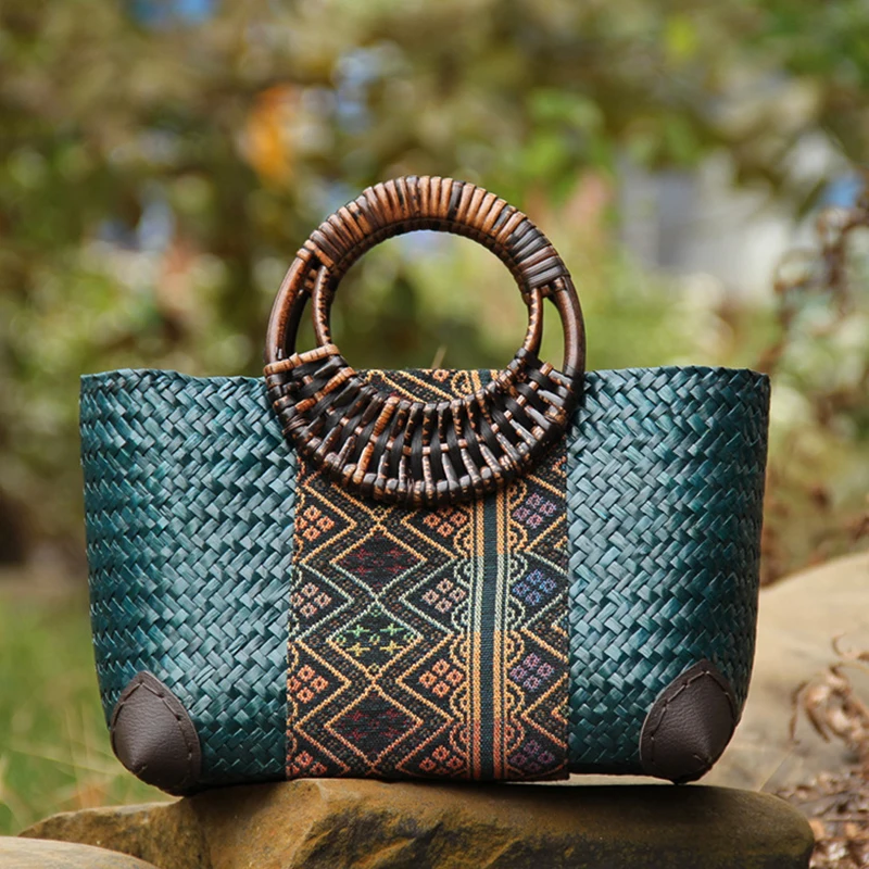

Thailand Rattan Bag Straw Woven Bag New Style Straw Bag Woven Female Bag Leisure Vacation Handbag Small Bag