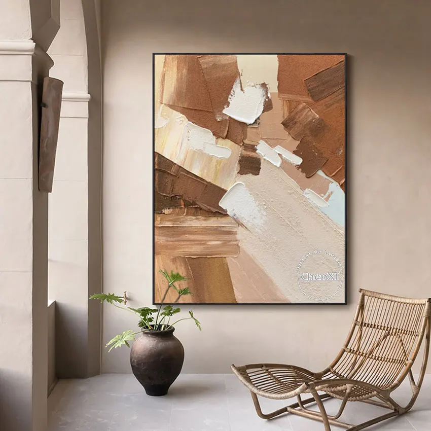 Современная текстильная абстрактная картина маслом для гостиной холст