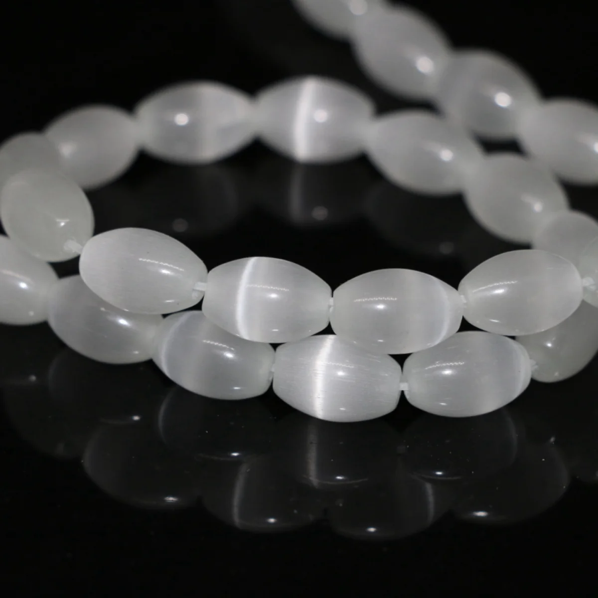 

New Fashion White Mexican Opal Barrel Rice Loose Beads 8*12mm Cat Eyes Fit Diy Necklace For Women Jewelry Making 14inch B1572