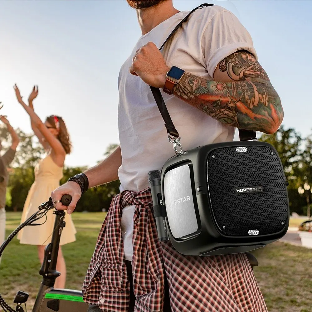 Колонка Hopestar Party One со штативом беспроводной мощный bluetooth бумбокс 80W с LED