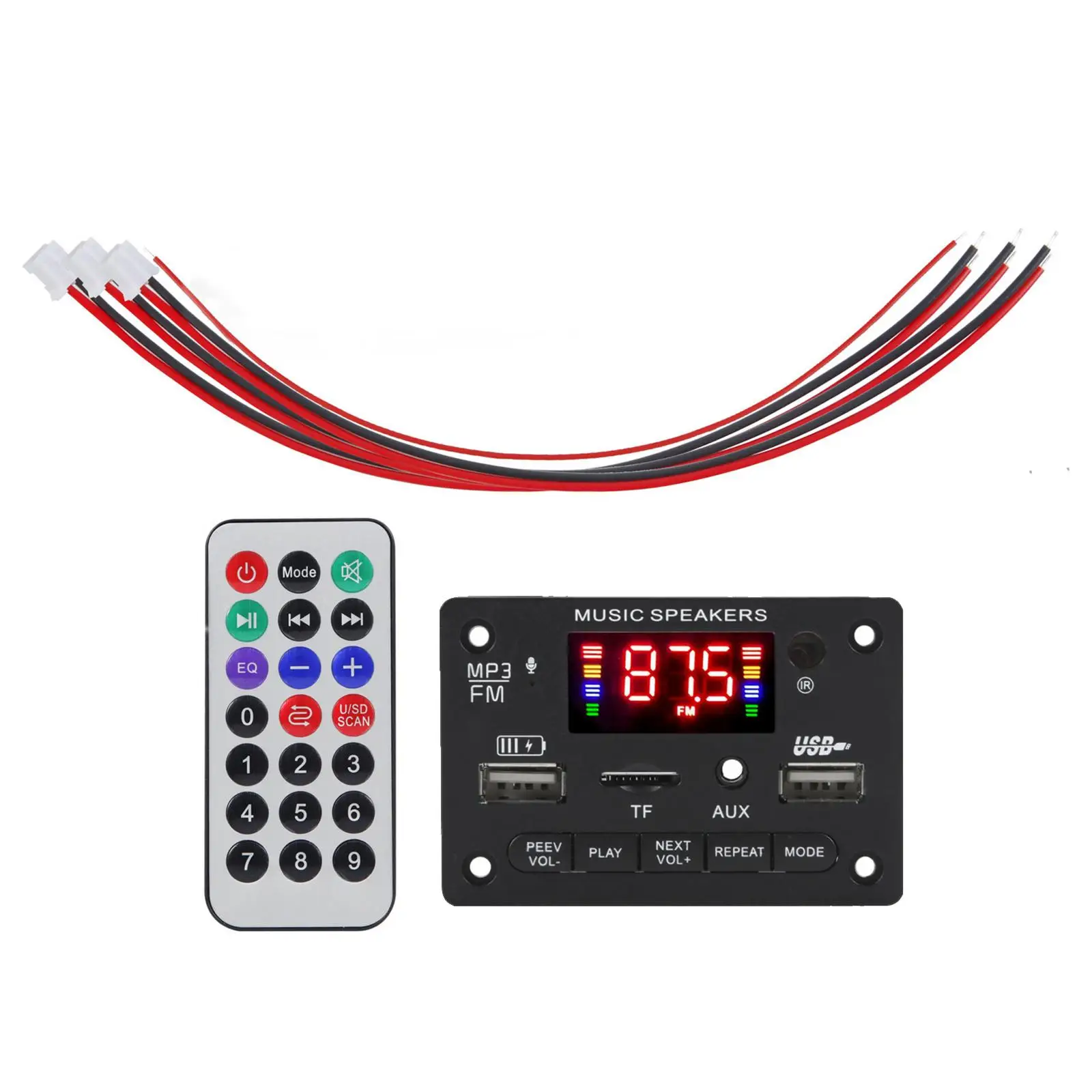 

Car Bluetooth MP3 Player Decoder Board Remote Control 12V AUX for Speaker