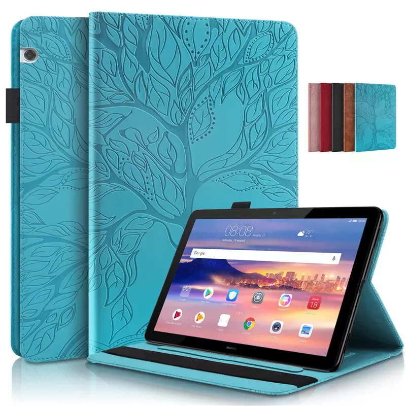 

NEW2023 3D Tree Embossed MediaPad Media Pad T5 10 Case Cover Flip Stand Case For Tablet MediaPad Media Pad T5 T 5 10.1