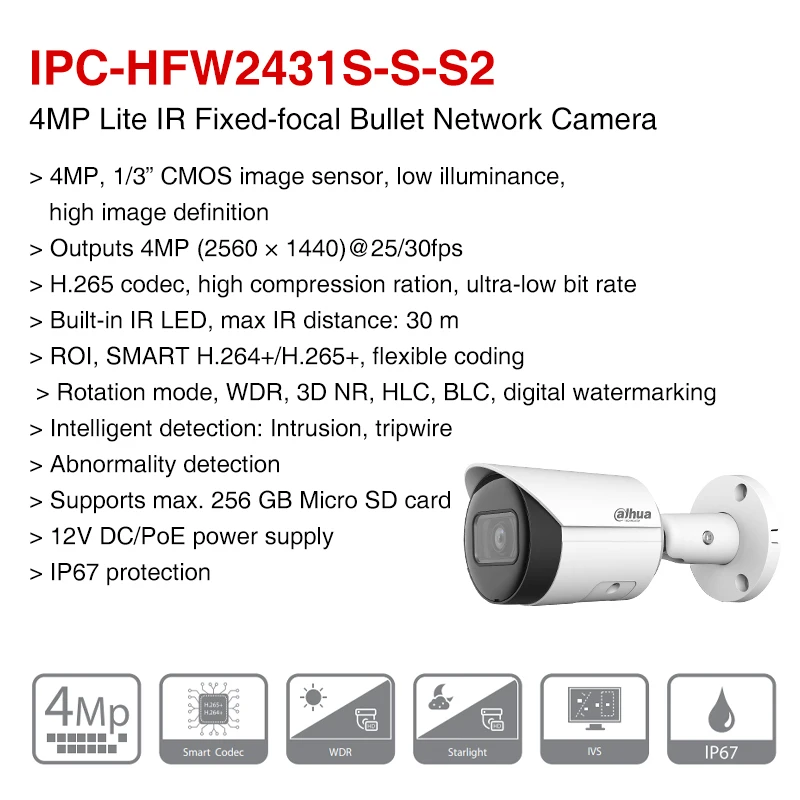 Dahua оригинальный 2MP 4MP HD сетевая IP камера мини-Пуля безопасности домашний монитор