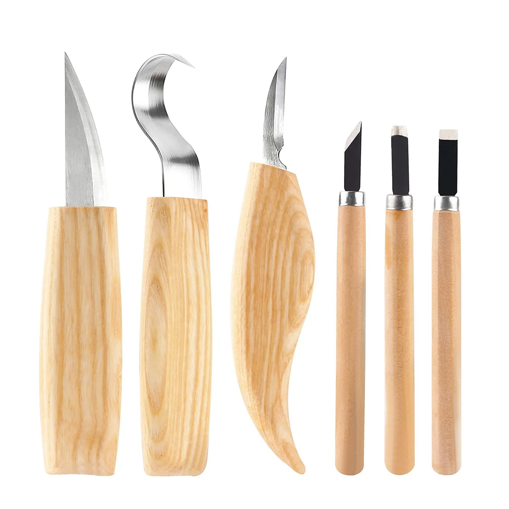 

6PCS Wood Whittling Kit Stainless Steel Tools Set for Beginner Carving for Adults and Kids Beginners Wood Carving Kit