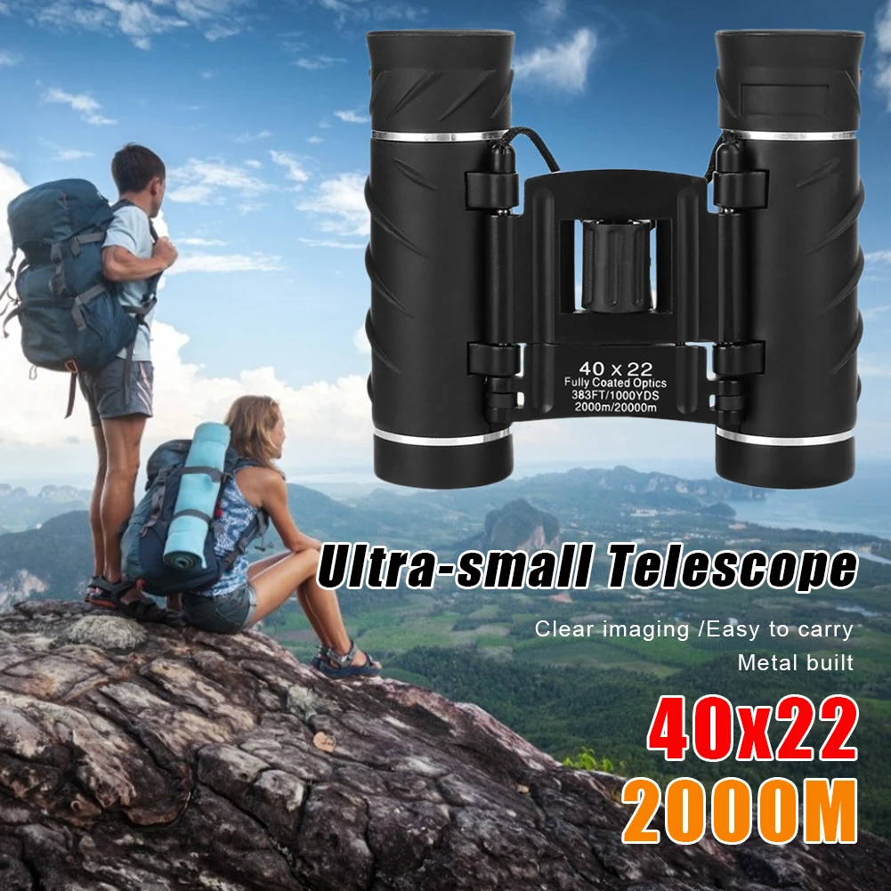 

40x22 HD Powerful Binoculars 2000M Long Range Folding Mini Telescope BAK4 FMC Optics For Hunting Sports Outdoor Camping Travel