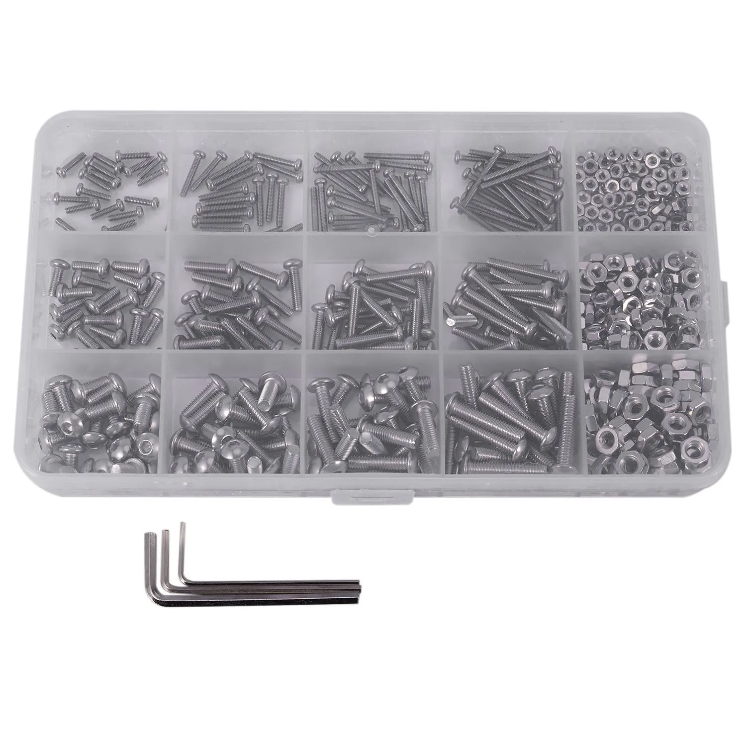 

480Pcs Button Head 12 Sizes Screw And Nuts Kit M2 M3 M4 Steel Assorted Hex Socket Head Cap Bolts Screws Nuts Assortment Set Kit