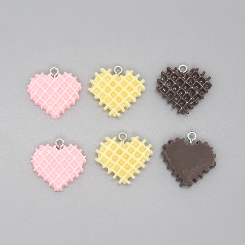Микс 10 шт./упаковка подвески в клетку виде сердца печенья из смолы милые Подвески