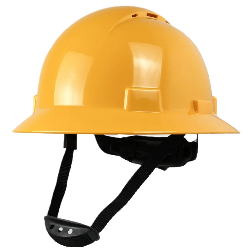

Full Brim Hard Hat For Engineer Construction ANSI Approved Vents HDPE Safety Helmet with 6 Point Adjustable Industrial Cap