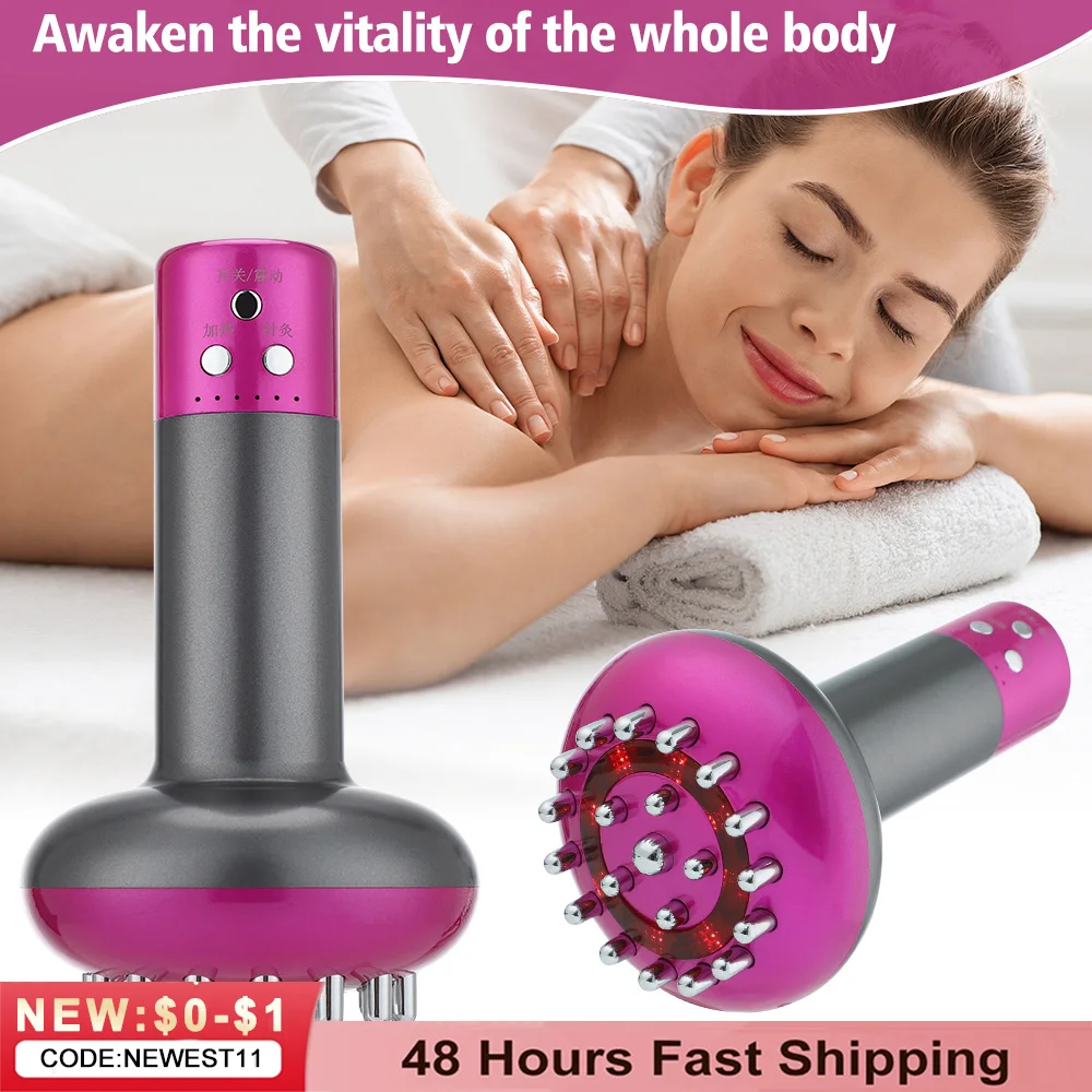 

Rechargeable Electric Meridian Brush 6 Speed Microcurrent Vibration Heating Therapy Anti Cellulite Body Slimming Massager Guasha