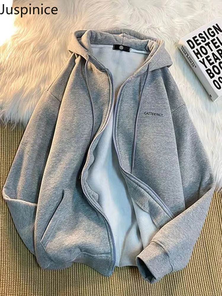 

Juspinice Cashmere Cardigan Jacket BF Style Zipper Oversized Women's Men's Sweatshirt 2021 New Street Fashion Clothes for Teens