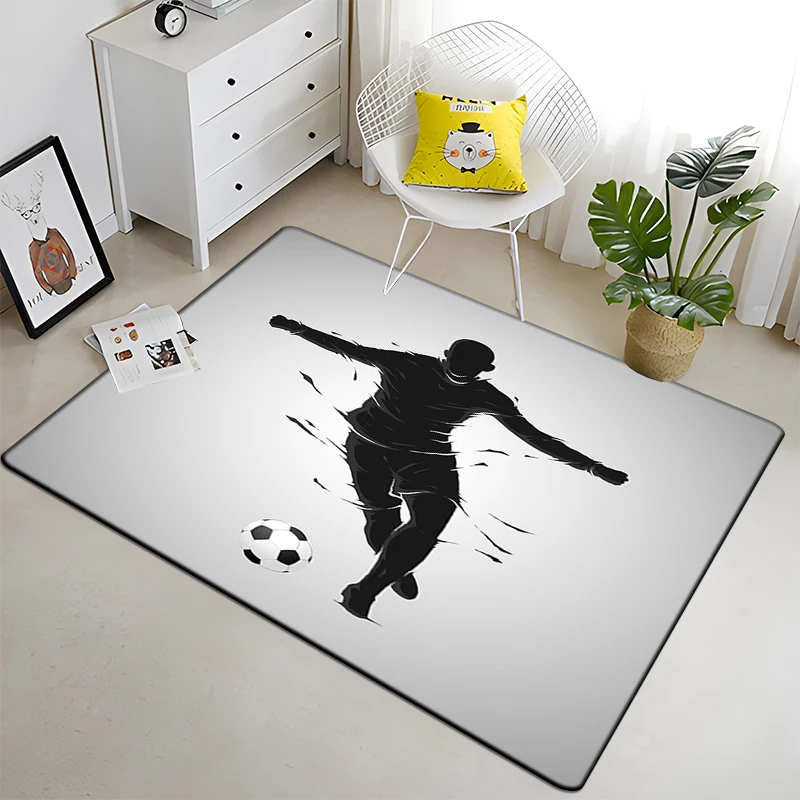 

3d Soccer Football Sports Silhouette Pattern Carpet for Living Room Rugs Camping Picnic Mat Anti-Slip Rug Crawl Mat Fans Gift