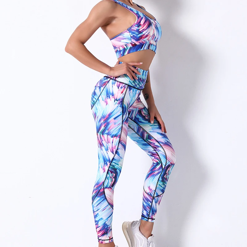 

Fashion Women's Yoga Suit Seamless Sports Bra High Elastic Leggings Sportswear Seamless Yoga Fitness Running Two Piece