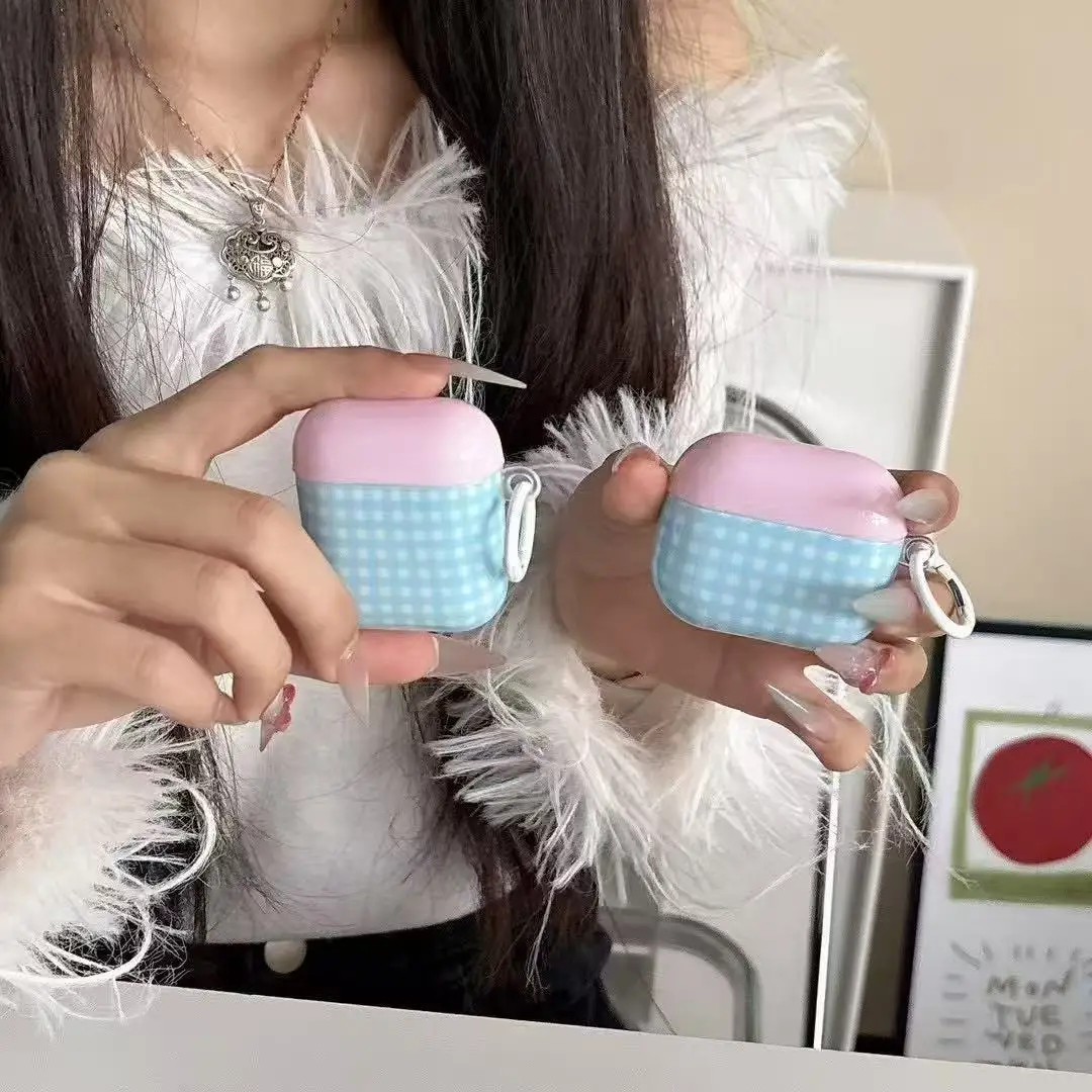 Фото Корейский сетчатый узор, подходящий для AirPods 1/2/3/4 Bluetooth, защитный чехол для наушников Apple AirPods Pro 2, чехол для наушников с защитой от падения №1