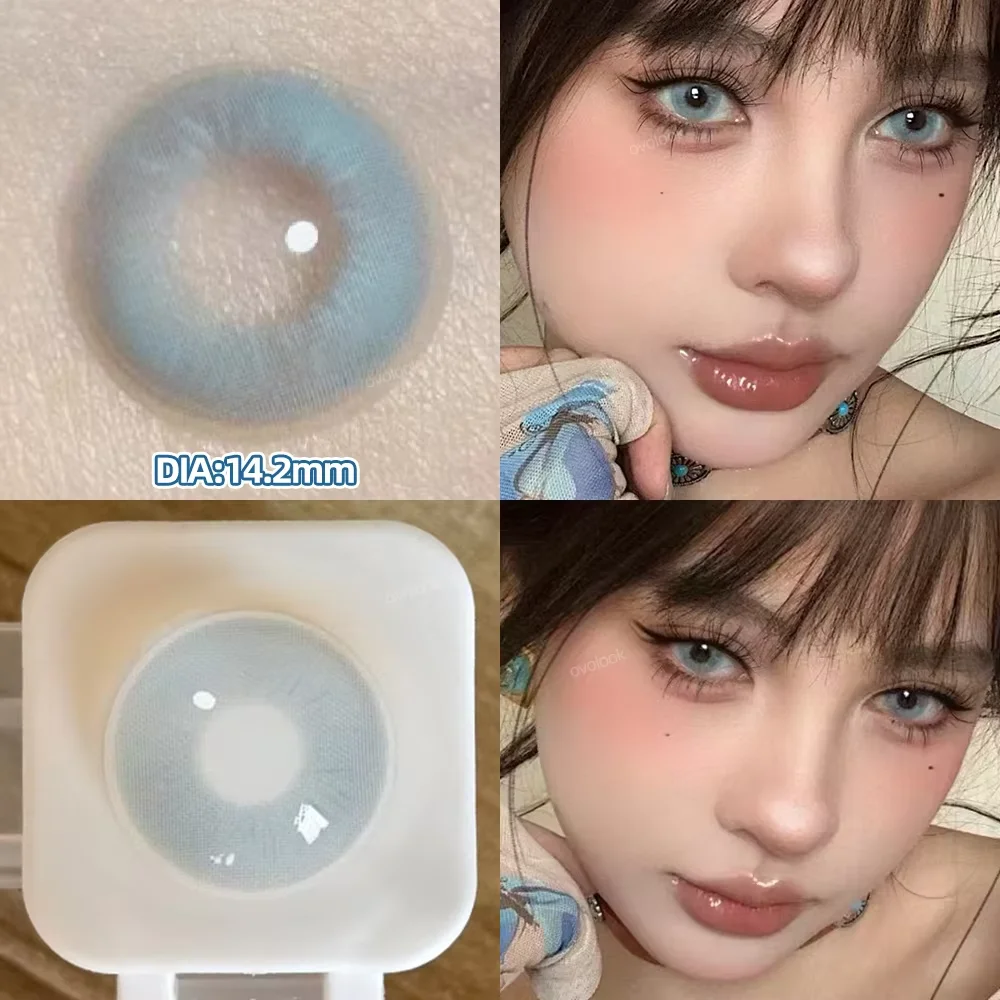 Фото OVOLOOK-2 шт. позолоченные контактные линзы по рецепту, косметика, цветные линзы для глаз, модные цветные контактные линзы для учеников, близорукости, фиолетовые №2