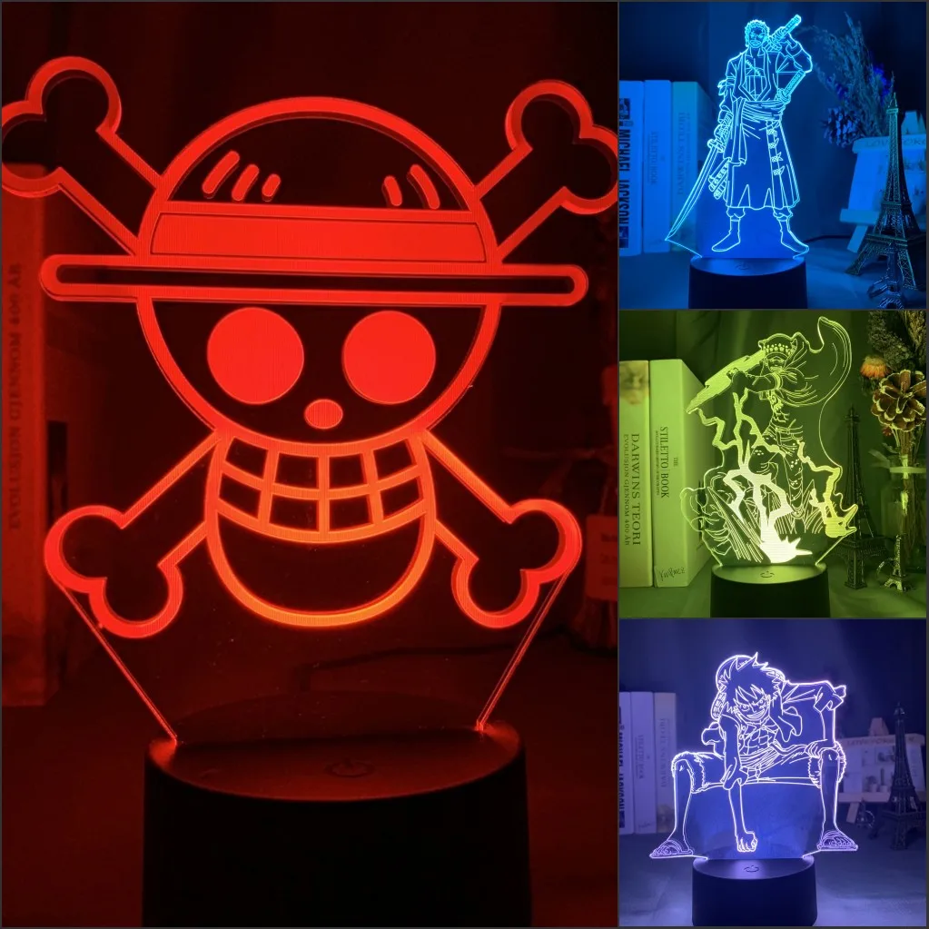 

Креативный светодиодный ночник с аниме-персонажами 3D и цветным градиентом, украшение для спальни, прикроватная настольная лампа