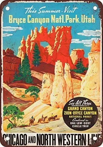 

Настенный декор, Художественная печать, 12x8 дюймов, Bryce Canyon via C & NW, жестяной настенный знак, Ретро Железный двор, металлический знак, Настенный декор