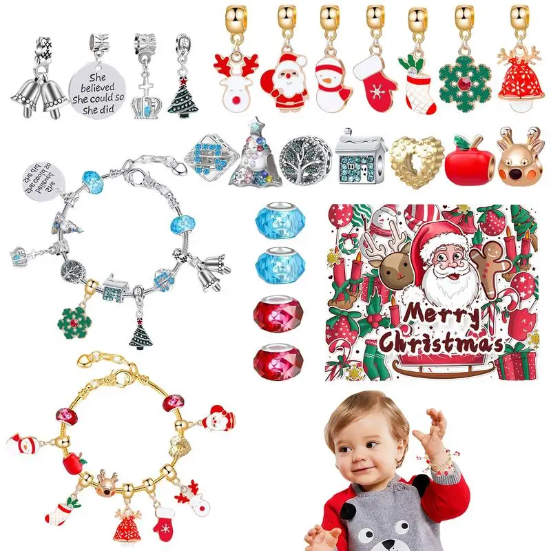 

Charm Bracelet Making Kit Christmas Advent Calendar Jewelry With 22 Jewelry Accessories And 2 Bracelets Christmas Countdown