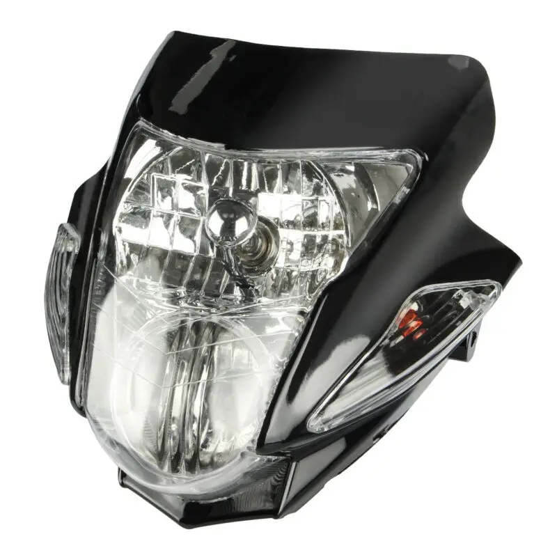 

1PC 12V 25/25W Black Motorcycle Dirt Bike Headlight Streetfighter Head Lamp 10.5" 10" For Suzuki Honda