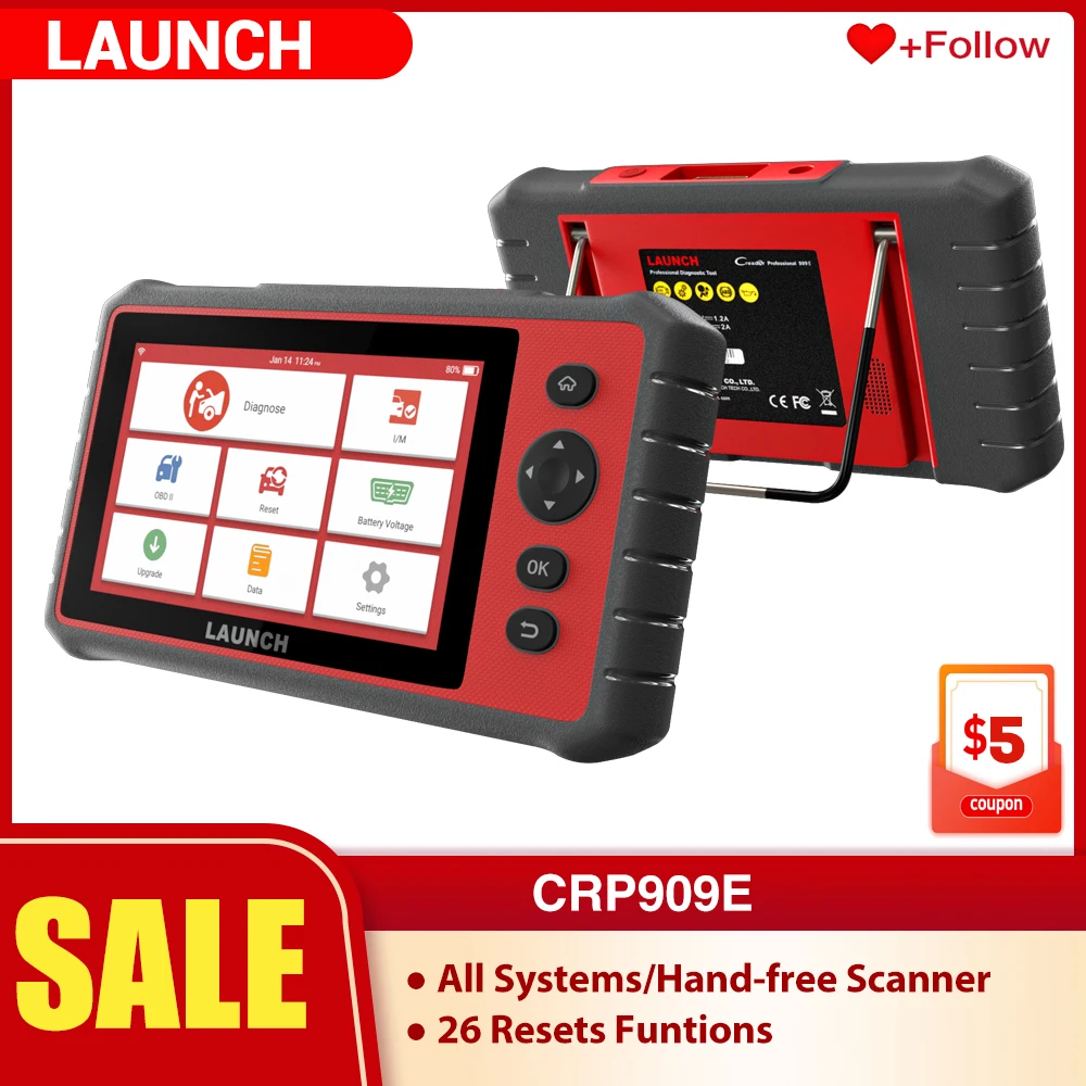 

LAUNCH X431 CRP909E Auto OBD2 Scanner Car Professional All System Automotive Code Reader Diagnostic Tools A/F DPF TPMS 26+ Reset