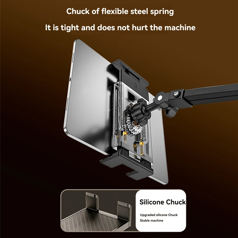 Adjustable Bed Tablet Holder Rotatable Long Arm Metal Desktop Bracket Mounts Clamp For 4.7-10.2Inch