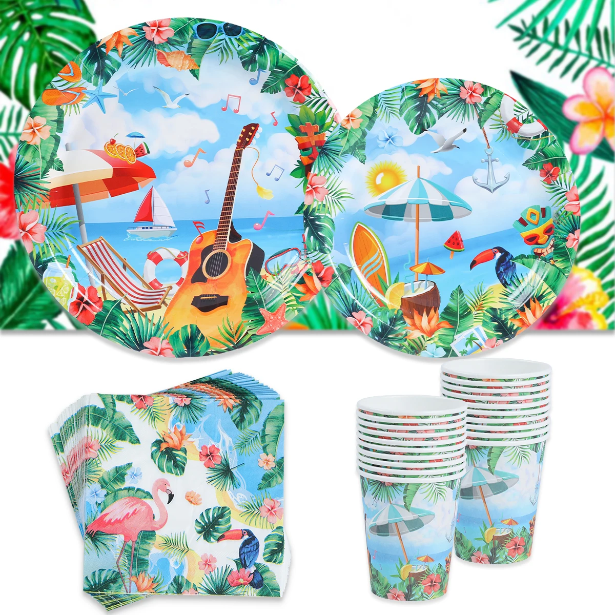 

Летняя Гавайская стандартная одноразовая посуда с днем рождения, женское украшение, детский праздник для будущей мамы, Luau Aloha, товары для св...