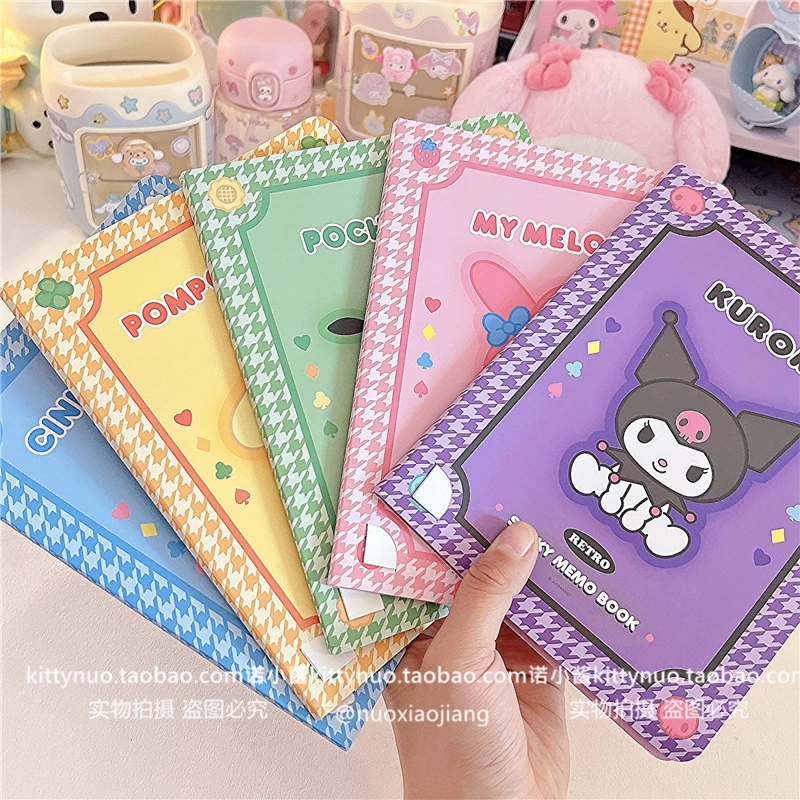 Kawaii My Melody Kuromi Cinnamoroll Posted-It Notes Suit Anime Sanrioed Girl's Heart Tearable Note Pad Handbook Material