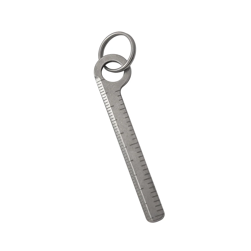 EDC Mini Titanium Alloy Small Ruler Keychain Portable Ruler Measuring Tool Centimeter Inch Multifunctional Clip Measurement Tool