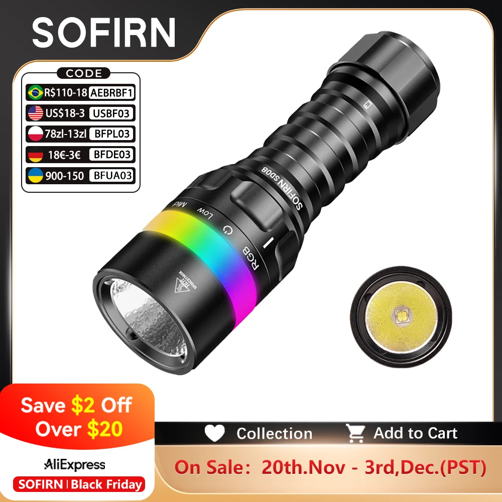 

Sofirn SD08 Фонарик для дайвинга 3200 лм