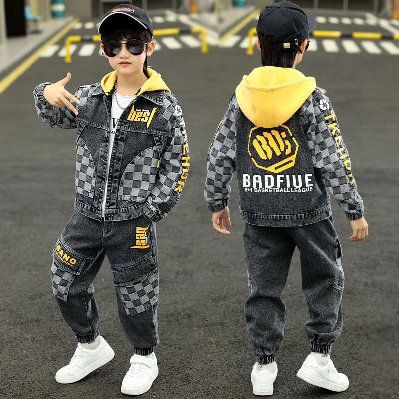 2 шт./комплект Детские хлопковые джинсы + штаны