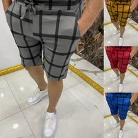 2022 summer new mens large plaid striped casual shorts