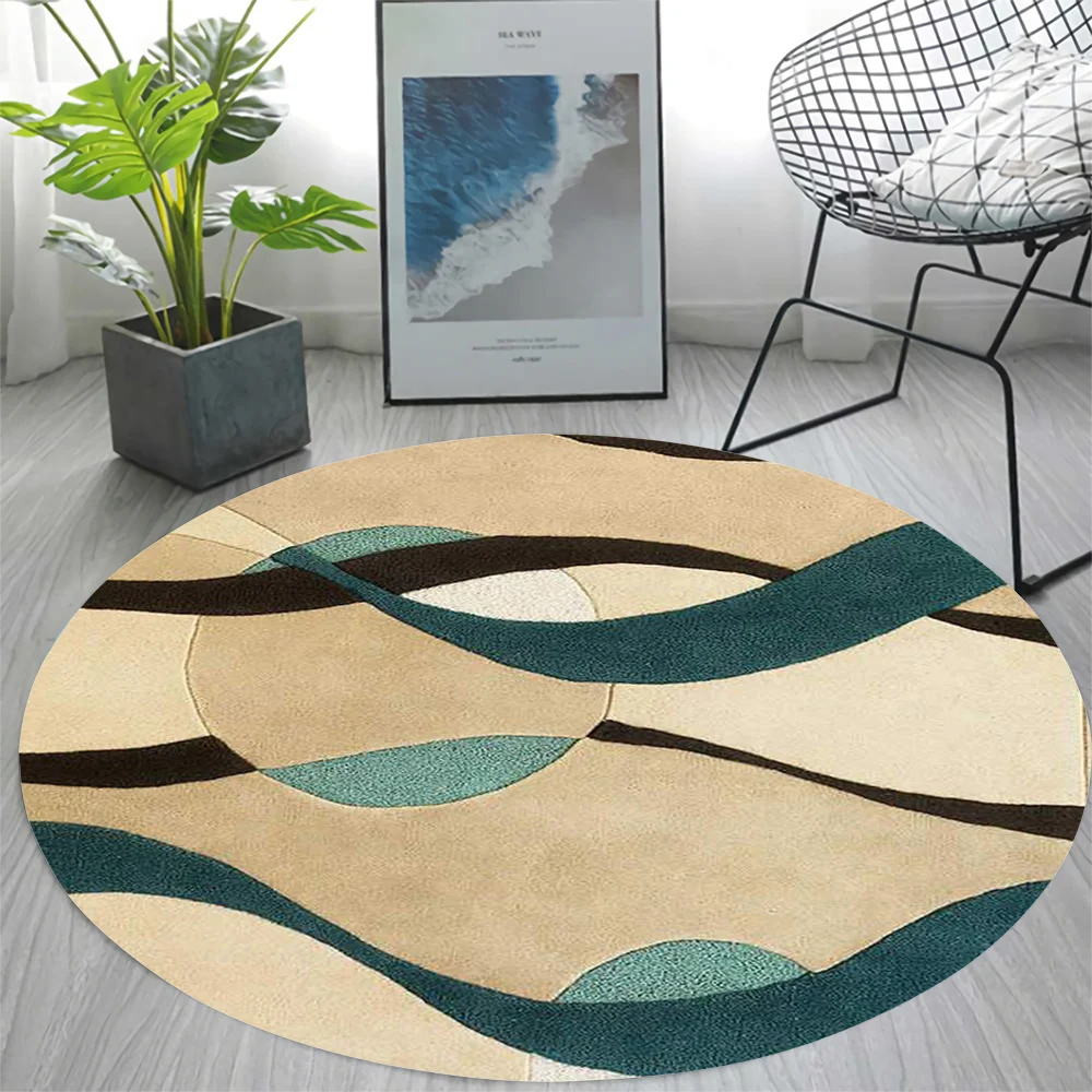 

CLOOCL Flannel Round Carpets Nordic Art Pattern Round Area Rugs for Living Room Bedroom Non-slip Floor Mat Home Decor