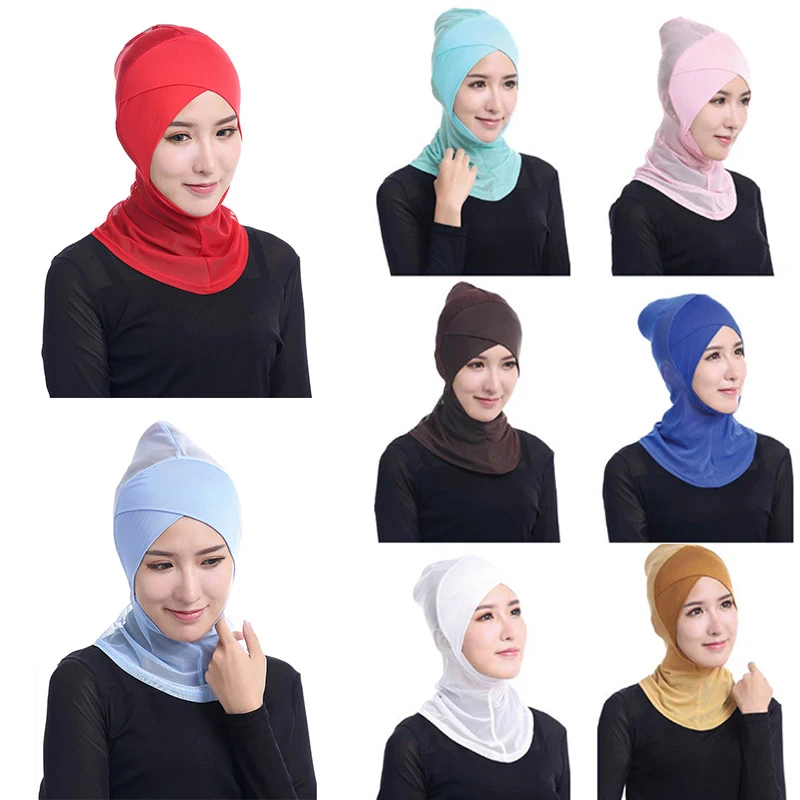 

Underscarf Bonnet Hats Inner Hijab Caps Soft Muslim Neck Hats Women Full Cover Hijabs Hat Solid Color Casual Chiffon Caps Female