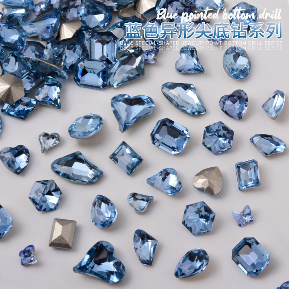 

10pcs Seawater Blue Nail Crystals Decoration