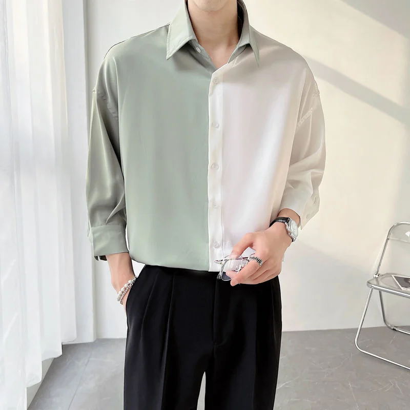 

Summer Short Sleeve Shirts Men Slim Fashion Social Mens Dress Shirts Korean Ice Silk Casual Shirts Mens Half Sleeve Shirt M-3XL