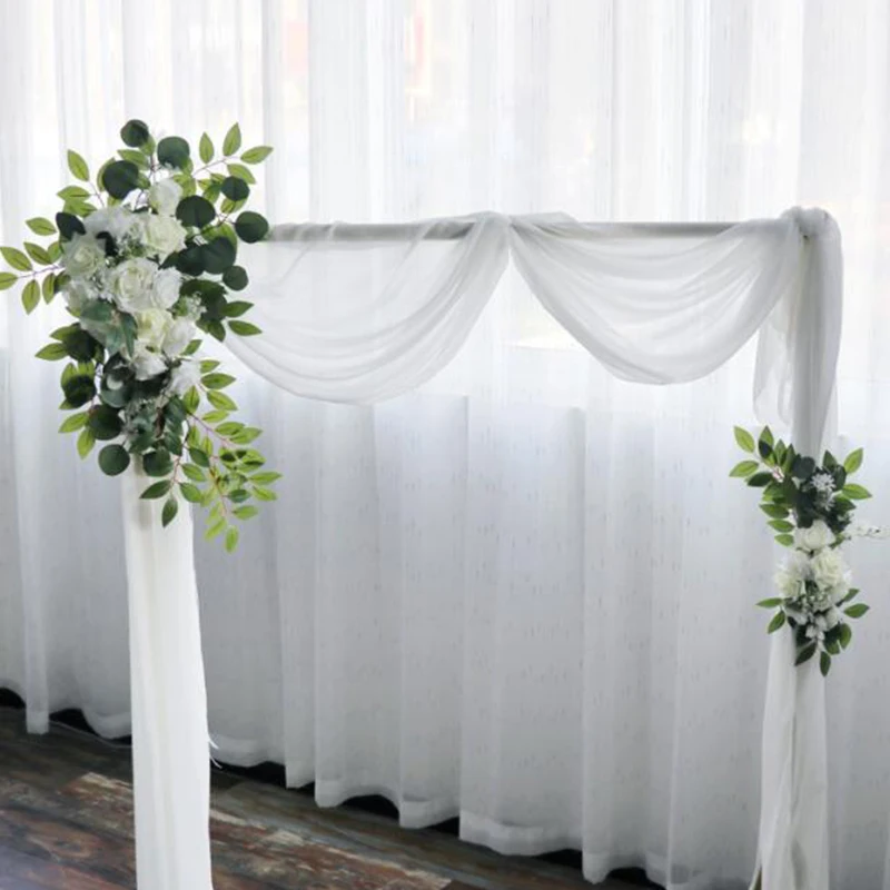 

Искусственные цветы 2 шт./компл., белые свадебные фоны, венок, Декор, значок для открыток, угловой настенный реквизит, искусственная драпиров...