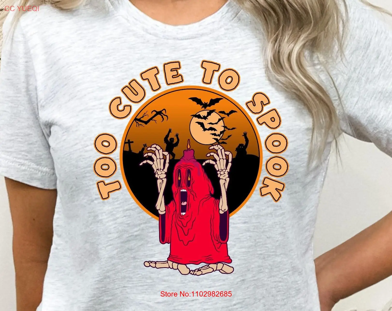 Забавная милая футболка на Хэллоуин Too to Spook жуткий сезонный топ с длинными или