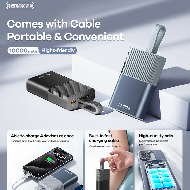 Фото REMAX 65 Вт 20000 мАч Power Bank для iPhone 16 Pro MAX 15 14 13 MacBook iPad Быстрая зарядка Powerbank Портативное зарядное устройство для ноутбука и планшета №5