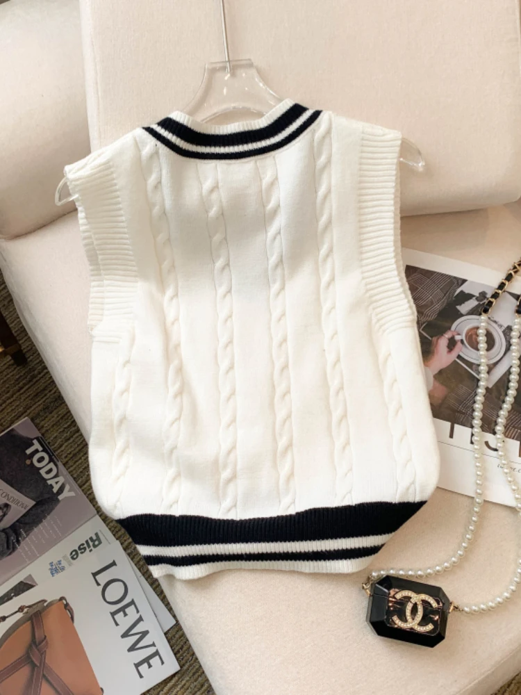 Новинка 2023 года весна-осень женский корейский стиль свитер без рукавов с